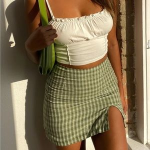 NWOT Princess polly green checkered skirt